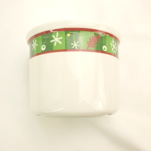 Longaberger White Snowflake Pottery Ceramic Christmas Holiday One Pint Crock - Picture 4 of 11